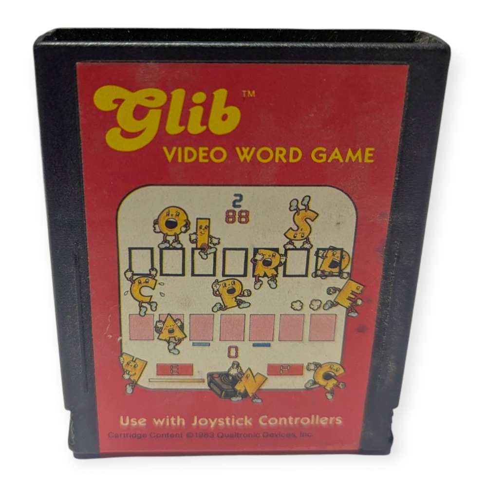 Glib Video Word Game Atari‎ 2600 Cartridge Qualtronic Devices 1983 Vintage Retro